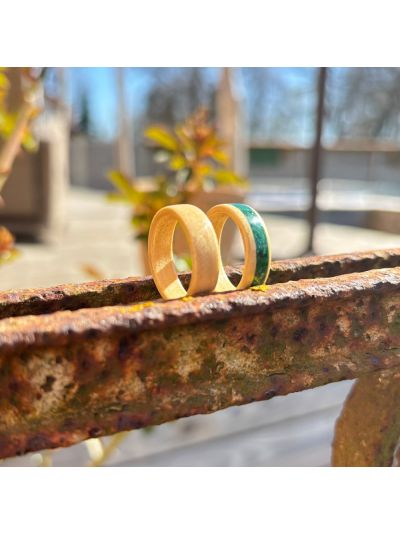 Viridian – Holzring (Bentwood) aus Ahorn & Malachit