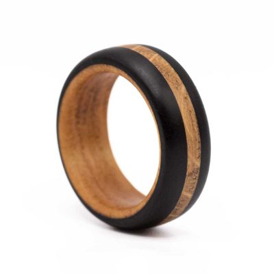 Three Elements – Holzring aus Ebenholz, Eiche & Kirschholz
