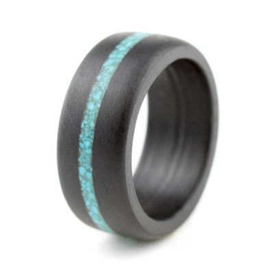 Turquoise Ocean – Holzring aus Grenadill & Türkis